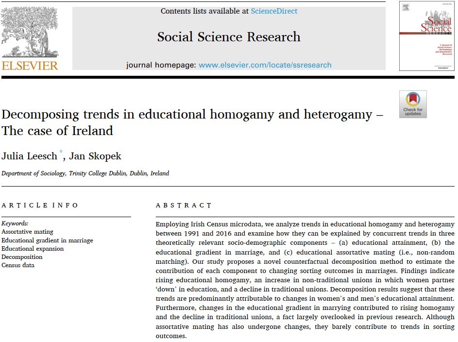 JuliaLeesch's tweet photo. My first PhD paper, together with Jan Skopek, has been published! We find that educational expansion, rather than changes in the educational gradient in marrying and assortative mating, are the main driver of trends in educational homogamy and heterogamy. https://t.co/IzRPzpmziC https://t.co/xSuX0UJsHH
