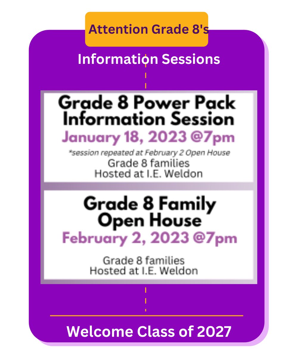 IE Weldon SS (@ieweldonss) on Twitter photo All gr 8️⃣ students and families are invited to attend these info sessions <a href="/IEWeldonSS/">IE Weldon SS</a>. Email iewguidance@tldsb.on.ca for more details.
<a href="/DunsfordDES/">Dunsford District ES</a> <a href="/centralsenior/">Central Senior</a> <a href="/syps_powpack/">Scott Young PS</a> <a href="/JackCallaghanPS/">Jack Callaghan PS</a> <a href="/RollingHillsPS/">Rolling Hills PS</a>
#gowildcats #class2027 All gr 8️⃣ students and families are invited to attend these info sessions <a href="/IEWeldonSS/">IE Weldon SS</a>. Email iewguidance@tldsb.on.ca for more details.
<a href="/DunsfordDES/">Dunsford District ES</a> <a href="/centralsenior/">Central Senior</a> <a href="/syps_powpack/">Scott Young PS</a> <a href="/JackCallaghanPS/">Jack Callaghan PS</a> <a href="/RollingHillsPS/">Rolling Hills PS</a>
#gowildcats #class2027