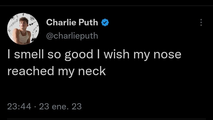 NoContextPuth's tweet photo. Now playing: Smells Like Me by Charlie Puth https://t.co/ckbg6cixfH
