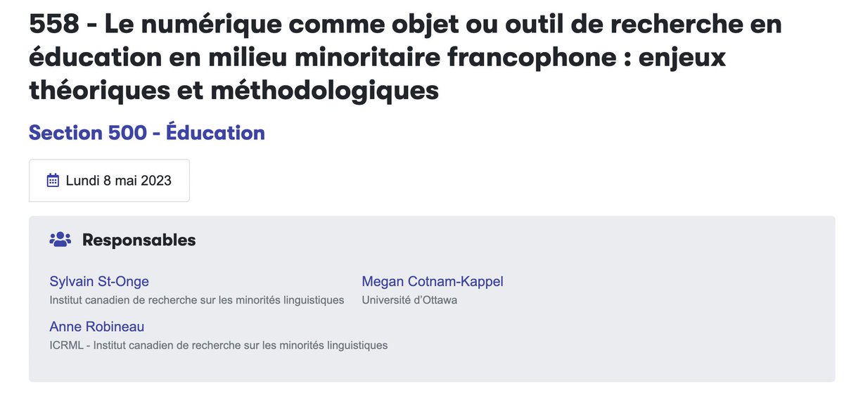 Petit rappel que vous avez jusqu'au 10 février pour soumettre à notre colloque @AcfasEduc sur le numérique en éducation en milieu minoritaire franco. Venez discutez d'enjeux théoriques et/ou méthodologiques avec nous! @RobineauAnne @uOttawaEdu @_Acfas