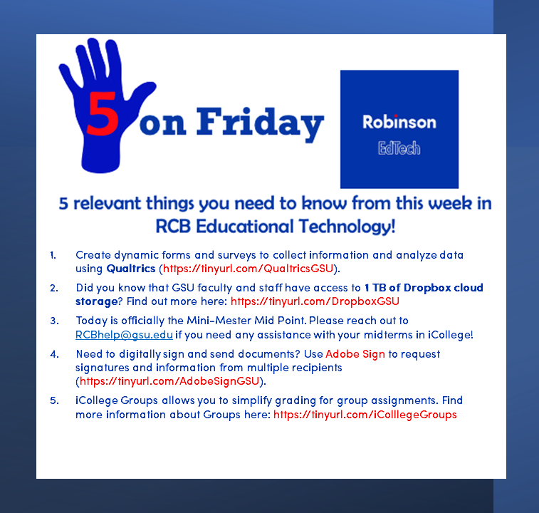 RobinsonEdTech's tweet photo. Happy Friday, Panthers! 
@RobinsonCollege
 #edtech #rcbcts #5onFriday #GSU https://t.co/RK4QbdVfsd