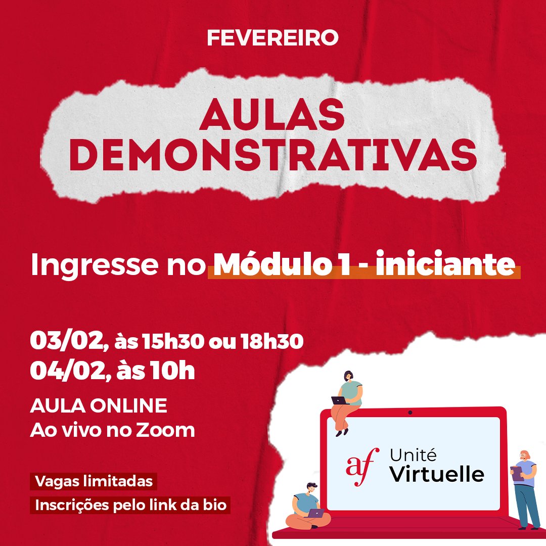 AliancaFrancesa's tweet photo. Você sempre teve vontade de aprender francês? Que tal experimentar uma aula grátis?
Você ainda vai poder escolher se quer assistir à aula ONLINE ou PRESENCIAL.
Venez! Venez! Estamos te esperando.
https://t.co/Fox3O6XNjH
#auladeidiomas #aulaonline #cursodefrancês https://t.co/5Lkrhgefvg