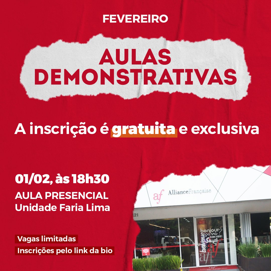 AliancaFrancesa's tweet photo. Você sempre teve vontade de aprender francês? Que tal experimentar uma aula grátis?
Você ainda vai poder escolher se quer assistir à aula ONLINE ou PRESENCIAL.
Venez! Venez! Estamos te esperando.
https://t.co/Fox3O6XNjH
#auladeidiomas #aulaonline #cursodefrancês https://t.co/5Lkrhgefvg
