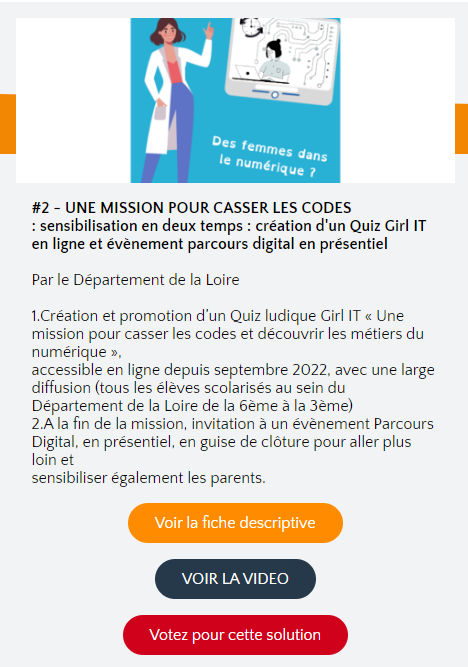 Dep_Loire42's tweet photo. Le Département de la Loire mène une politique de transition #numérique ambitieuse, et a déposé une candidature pour l'obtention d'un trophée #FILEXFrance dans la catégorie "Féminisation et transition numérique, une opportunité pour tous ". Votez #2👉 https://t.co/QtbNmaV6LU https://t.co/ntgNTjF5QL