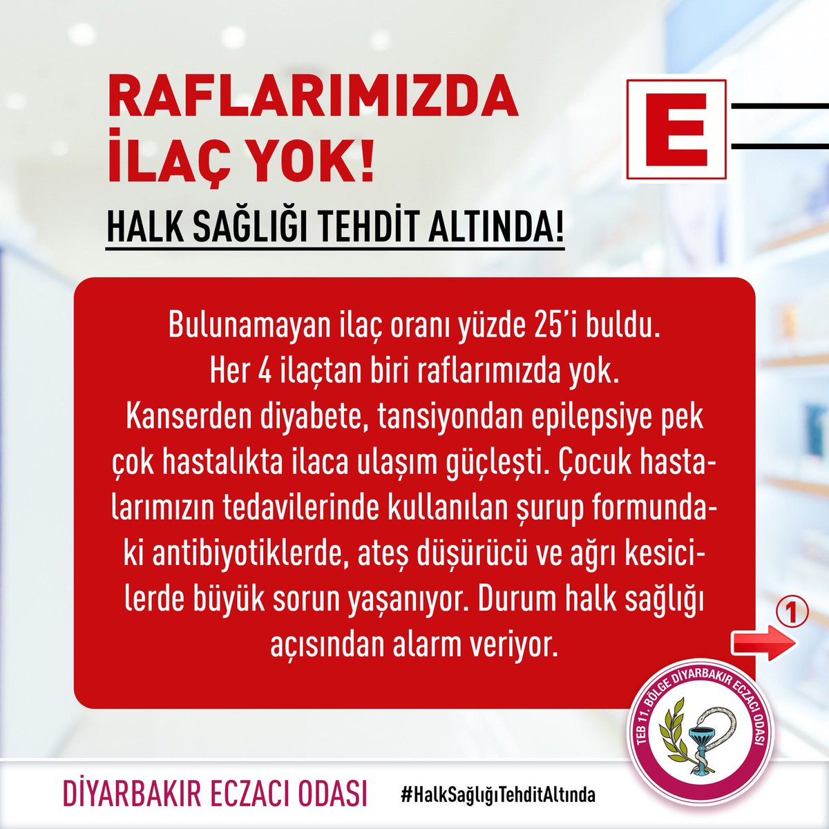 DiyarbakirEO's tweet photo. • Bulunamayan ilaç oranı yüzde 25’i buldu. Kanserden diyabete, tansiyondan epilepsiye pek çok hastalıkta ilaca ulaşım güçleşti. Çocuk hastalarımızın tedavilerinde kullanılan şurup formundaki antibiyotiklerde, ateş düşürücü ve ağrı kesicilerde büyük sorun yaşanıyor. + https://t.co/V6MBjGZuuH