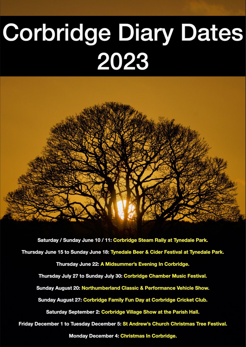 Corbridge 2023 dates for the diary. #NorthumberlandHour