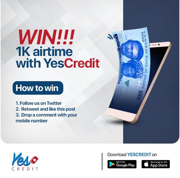 Giveaway Friday 🎊🎁

Follow the rules to stand a chance of winning .

#YesCredit #Loan #GiveawayFriday