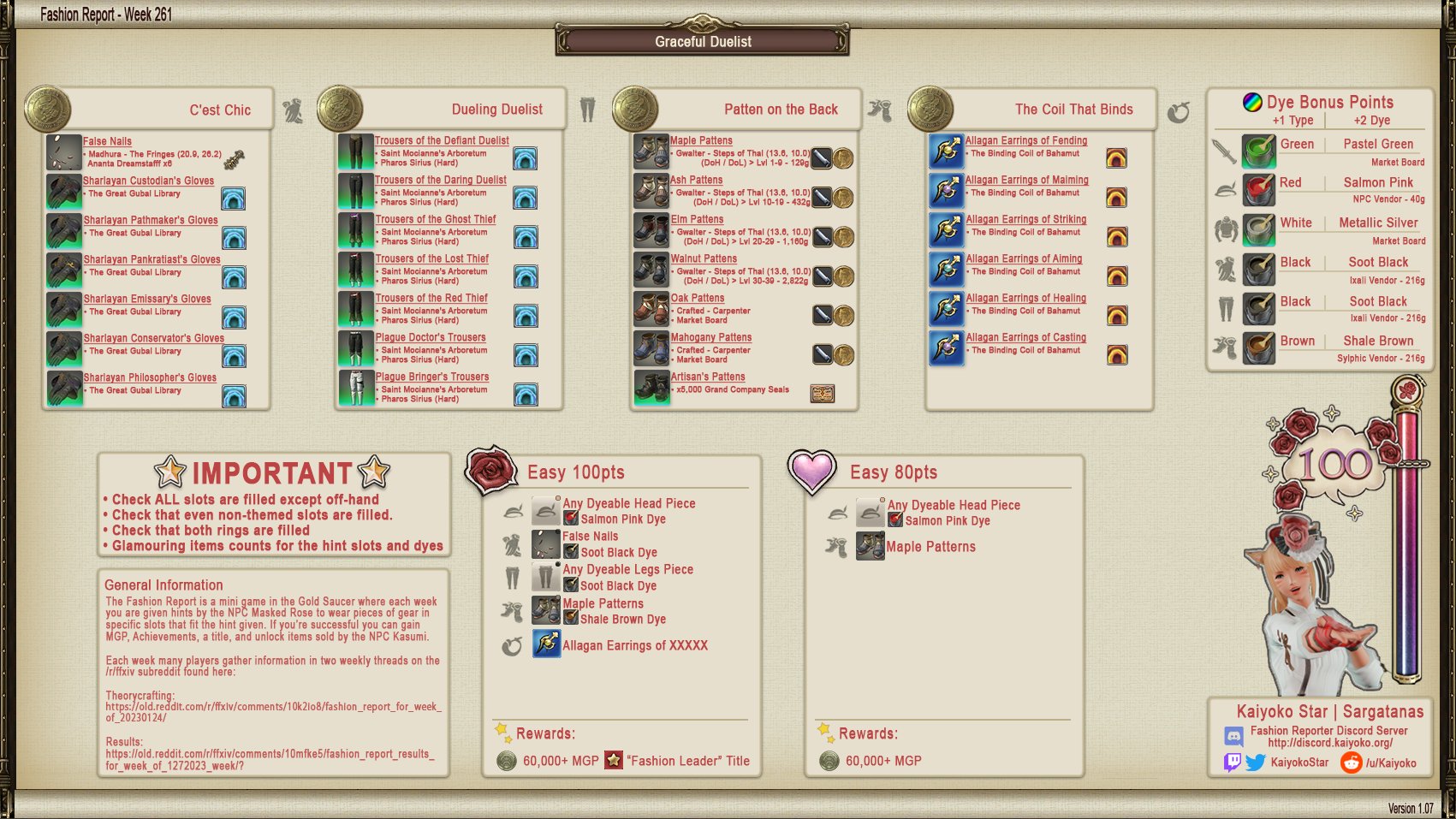 Kaiyoko 💫 on X: &ldquo;Fashion Report Week 261 - Full Details #ffxiv 