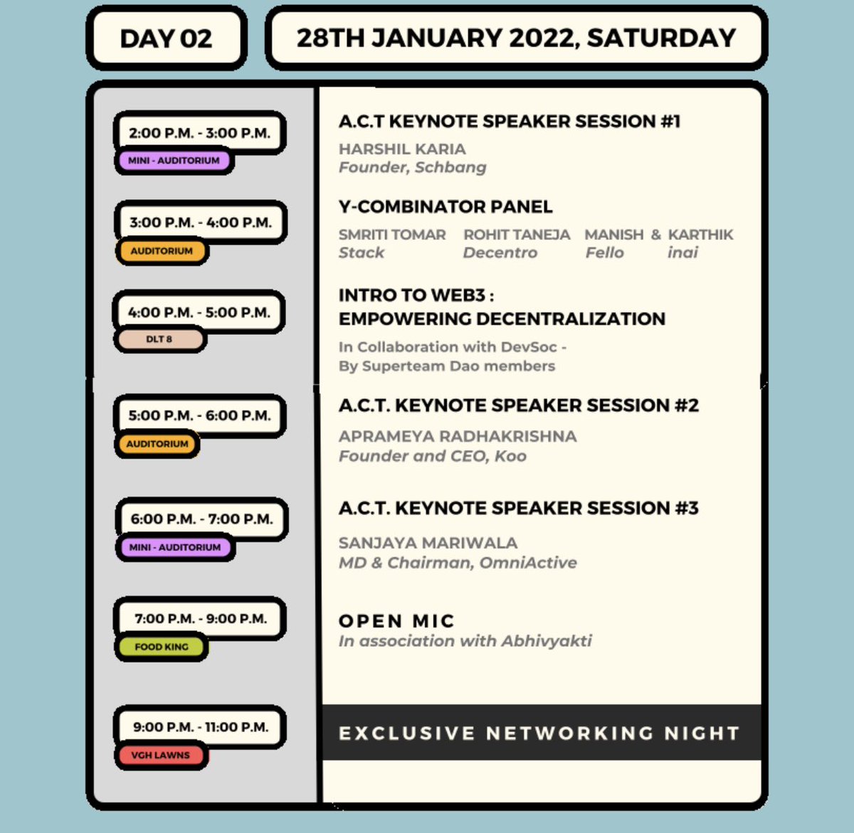 celbitsgoa's tweet photo. We're delighted to release the official schedule for Coalescence'23.
See y’all there at 6:30!
📍Auditorium https://t.co/cMzFJUJzLH