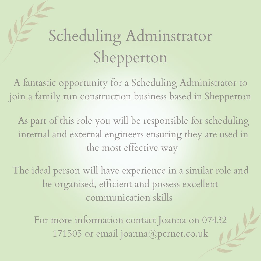 Excellent role for an experienced Administrator to work within a family run construction business in Shepperton

#shepperton #construction #constructionjobs #administrator #administratorjob #hiring #jobs #recruiting #jobsinshepperton #jobopportunity #jobsinconstruction #adminjob