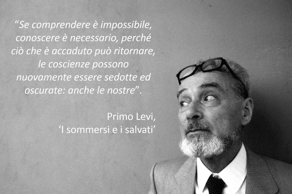 🗓 Oggi #27gennaio è il #GiornoDellaMemoria, istituito per commemorare le vittime dell'#Olocausto. Noi ci affidiamo alle parole di #PrimoLevi, narratore degli orrori di #Auschwitz.

<a href="/romaebraica/">Comunità Ebraica di Roma</a> <a href="/dureghello/">Ruth Dureghello</a> <a href="/CasaLettori/">Casa Lettori</a> <a href="/Maria_AnnaPatti/">Maria Anna Patti</a> #CasaLettori