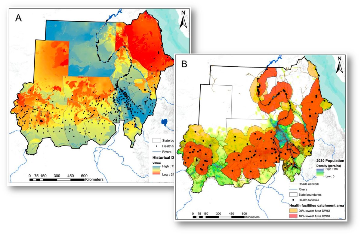 New paper out ! We developed a new index to assess drinking water security in Sudan, also looking at geo access to maternities. 18.97 mio ppl are in catchments of water-unsecure maternities, 60% more projected by 2030.
doi.org/10.3390/ijerph…
@unige_ise <a href="/ISG_UNIGE/">ISG</a> <a href="/UNIGEnews/">Université de Genève</a>