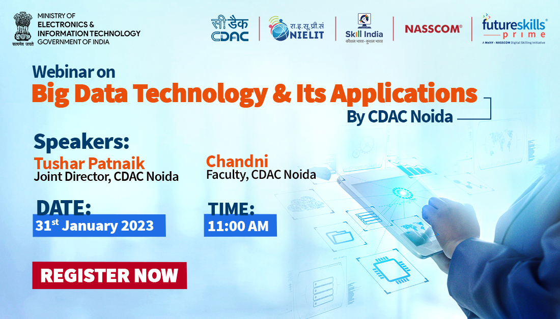 fsprimeofficial's tweet photo. Join us for the #webinar on Big Data Technology &amp; Its Applications on 31st January 2023.
Register Now: https://t.co/pqr3wcFnlt

#FutureSkillsPrime #Nasscom #technology #Career #Jobs #Skills #BigData #BigDataTechnology #TechTalentBuild #Techade #Deepskill #FutureReady https://t.co/QgWv9umoBj