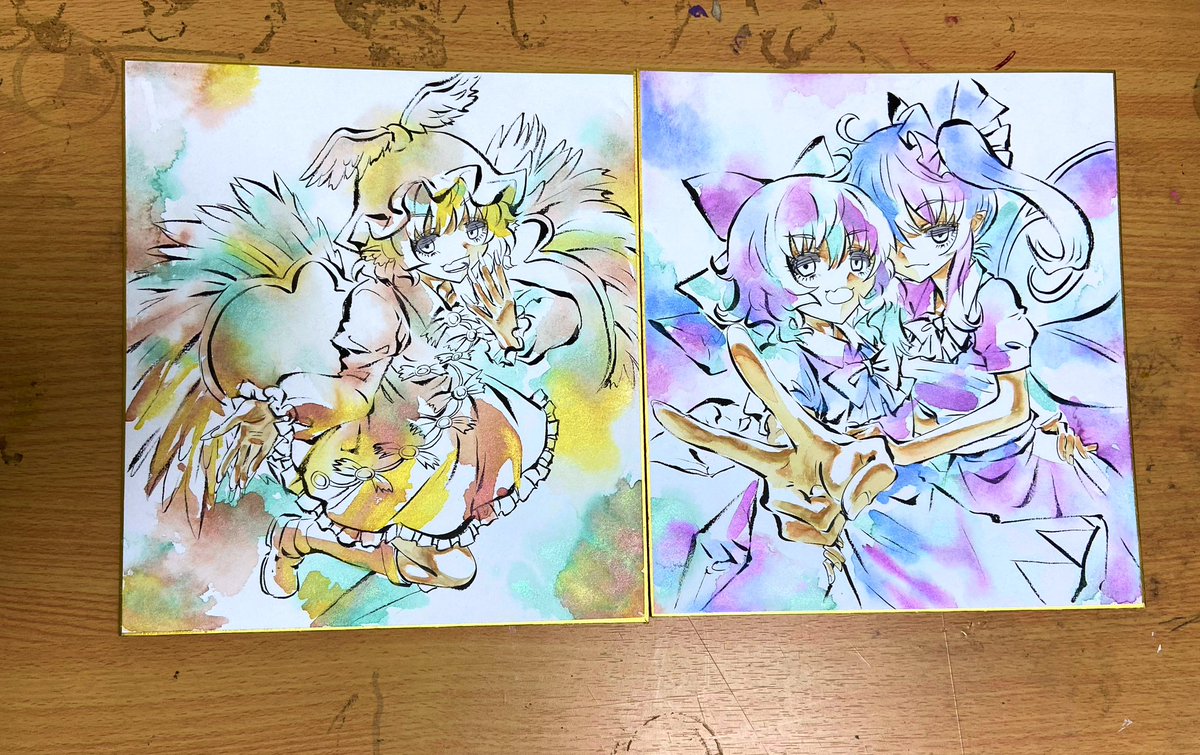 午後7時30分ごろからニコ生でお絵描き配信します。
週末開催する東方如何月の公式大会の優勝・準優勝用の景品になる大チルとみすちーの墨彩画を制作します。
配信も大会も是非遊びに来てください♪
#東方如何月 https://t.co/wzTfbd4CU8