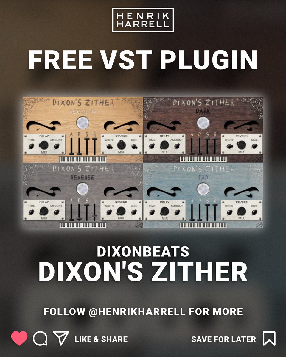 HenrikHarrell's tweet photo. @dixonbeats released a FREE VST plugin called "Dixon’s Zither"!
🔹 Get the link here: https://t.co/mqvxZmG4aQ
Sharing is caring: share this with a music producer friend 💙
#freeplugin #freeplugins #vstplugins #musicproducer #musicproduction https://t.co/ZdBpJlrhxA