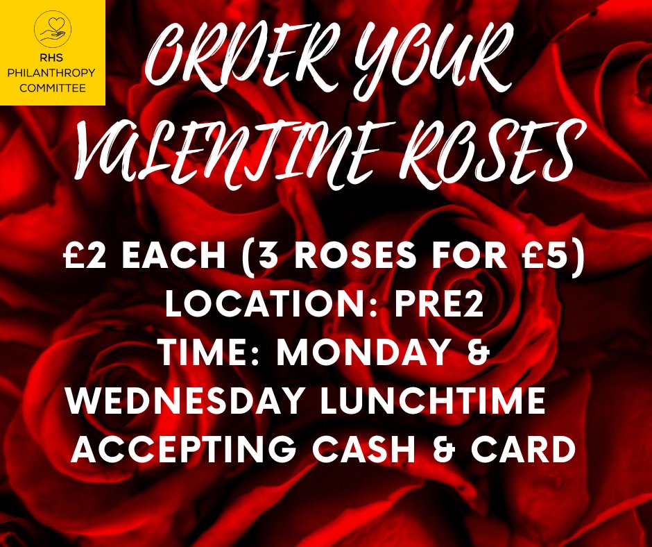 Can't get to a shop before half term? Stuck for ideas about what to get your loved one? Want to give to a good cause? 
Then the philanthropy committee are here for you because valentine roses are back! 
#suffolkcommunityfoundation #valentines #charity #RHSService #partofrhs