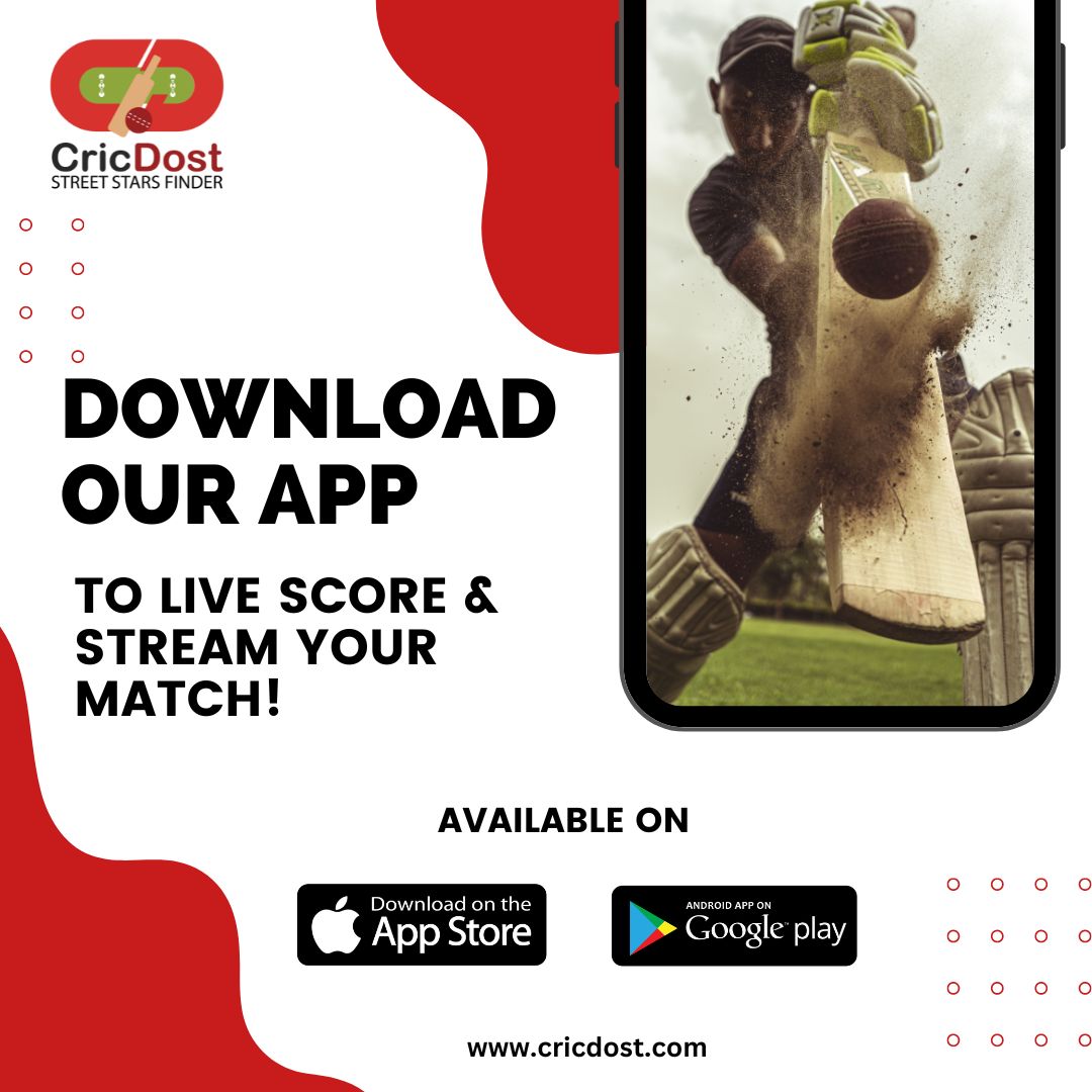 Live Score & Stream your Match, Tournament or league with our CRICDOST APP.

Download On Playstore/App Store.

#scoringapp #livescoring #livestreaming #cricketlovers #indiancricket #tournament #cricketleague #delhicricket #cricketacademy #cricketscore #livecricket