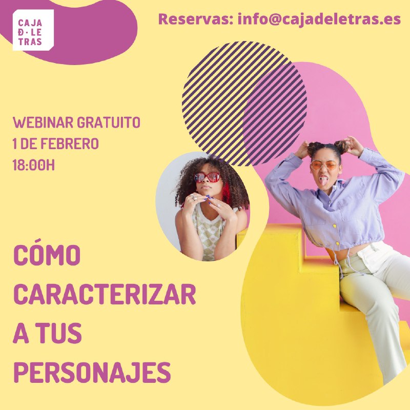 CajaDLetras's tweet photo. ¿Tienes la sensación de que todos tus personajes son iguales? ¿Te cuesta hacerlos destacar o darles entidad propia? ¡Vente a nuestro webinar! Hablaremos de cómo darles personalidad e identidad a tus personajes.
Si tienes interés reserva tu plaza https://t.co/ypwqiIBlMy