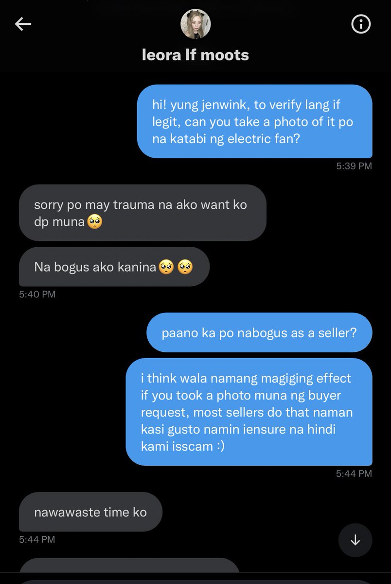 patbingseoul's tweet photo. ‼️ awareness/exposing tweet: do not transact with @le0rq_ ‼️

1. i did not mine the pc at all but OP sent an oc already. i only asked for photo proof HAHA
2. OP does not want to send the photo proof i requested

see photos for full convo. bns doesn’t have a place for scammers. https://t.co/Q1xP67oRL1