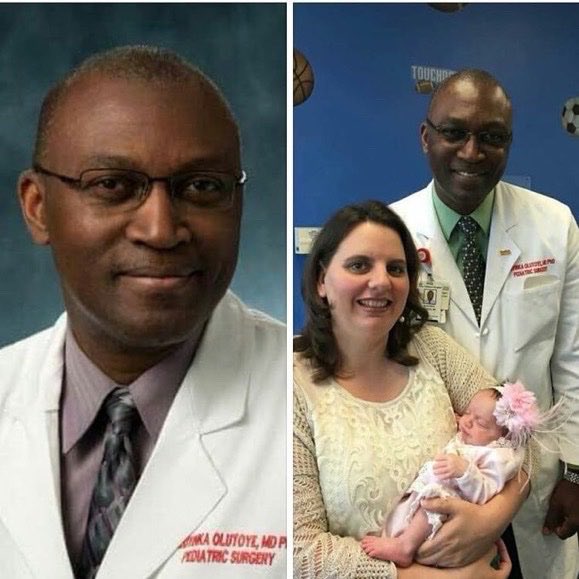 ivantresor67's tweet photo. Voici le Dr Oluyinka Olutoye,le médecin nigérian🥼qui a retiré le bébé d'une femme de son ventre à 23 semaines,l'a opéré avec succès et a enlevé une tumeur,puis a remis le bébé dans le ventre de la mère.Le bébé ensuite est né en bonne santé et naturellement à temps à 36 semaines. https://t.co/9UHK9ehDrP