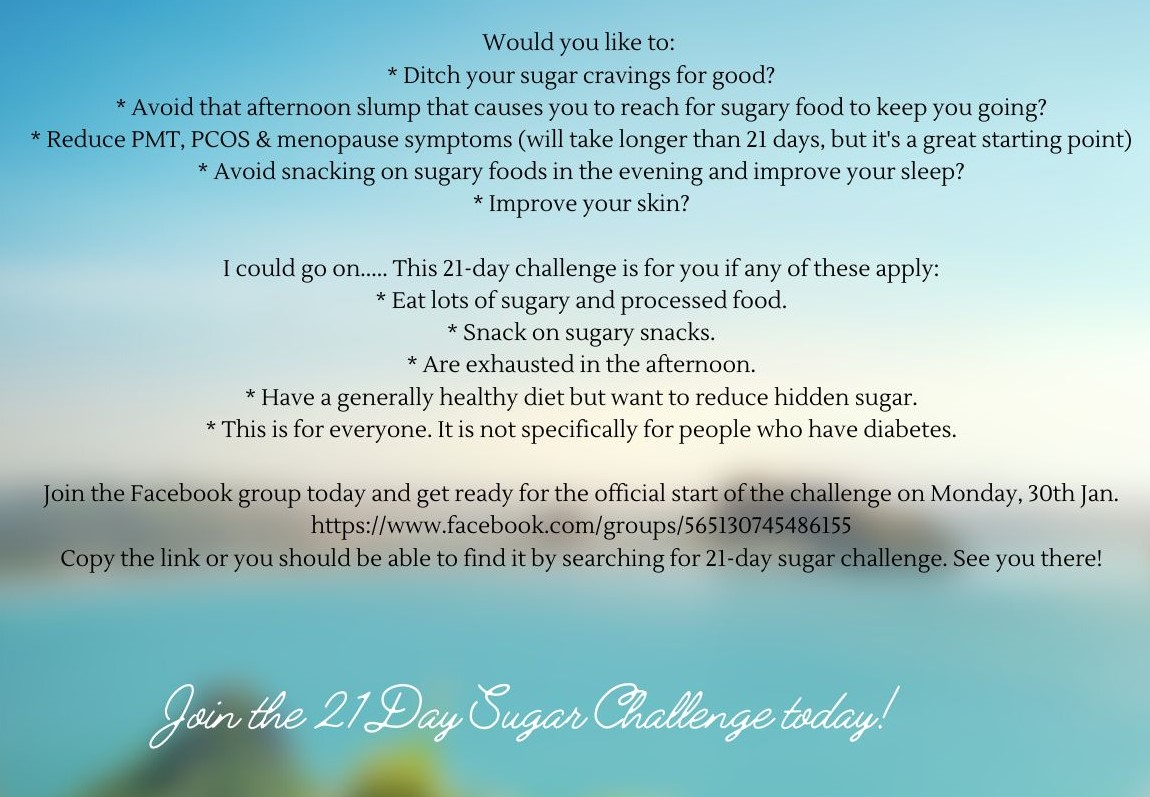 It's time to ditch sugary food - Christmas is too long over to be eating #irishroses and #Sugar loaded snacks!! Join my 21-day sugar challenge over on Facebook today and be ready to start on Mon next, 30th Jan. I Hope to see you there. facebook.com/groups/5651307…