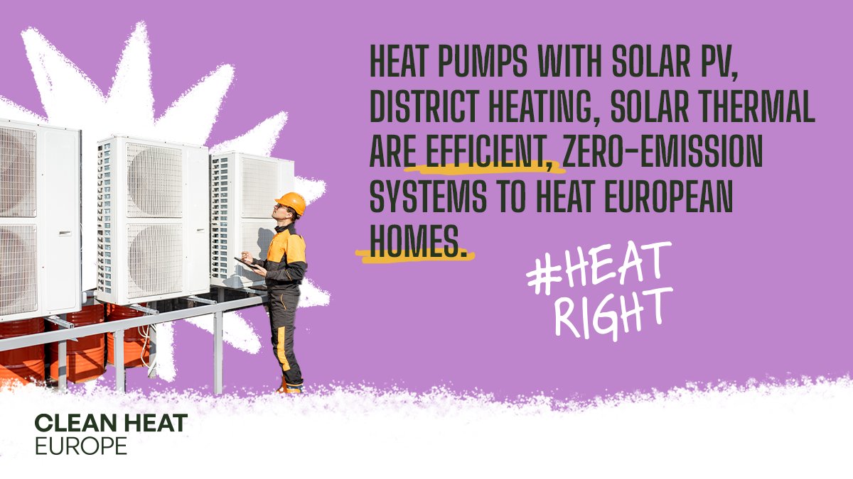 What is clean heat? It means to provide heat without emitting CO2 — using electricity and #renewables 🔆💨 Clean heat is key for the #energytransition and it will help households across Europe weather the #energycrisis. 

#HeatRight #REpowerEU