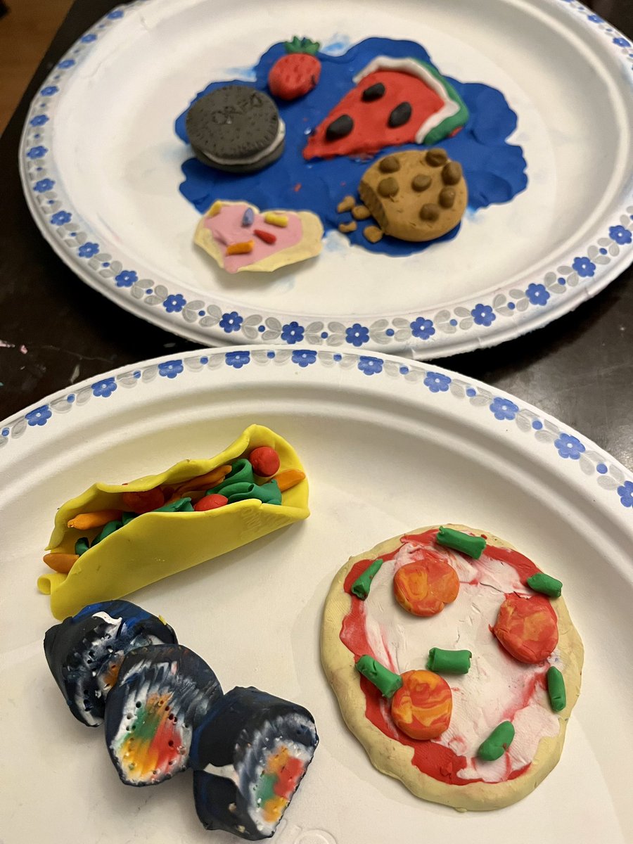 Charlotte (grade 4F @VElementary) participated in @abclifeliteracy Family Literacy Day with @barbreidart last night & made cute clay food! This is the third year that Charlotte joined the online event. Thanks @msgallant_TL & @mmehudson for the encouragement! #FamilyLiteracyDay