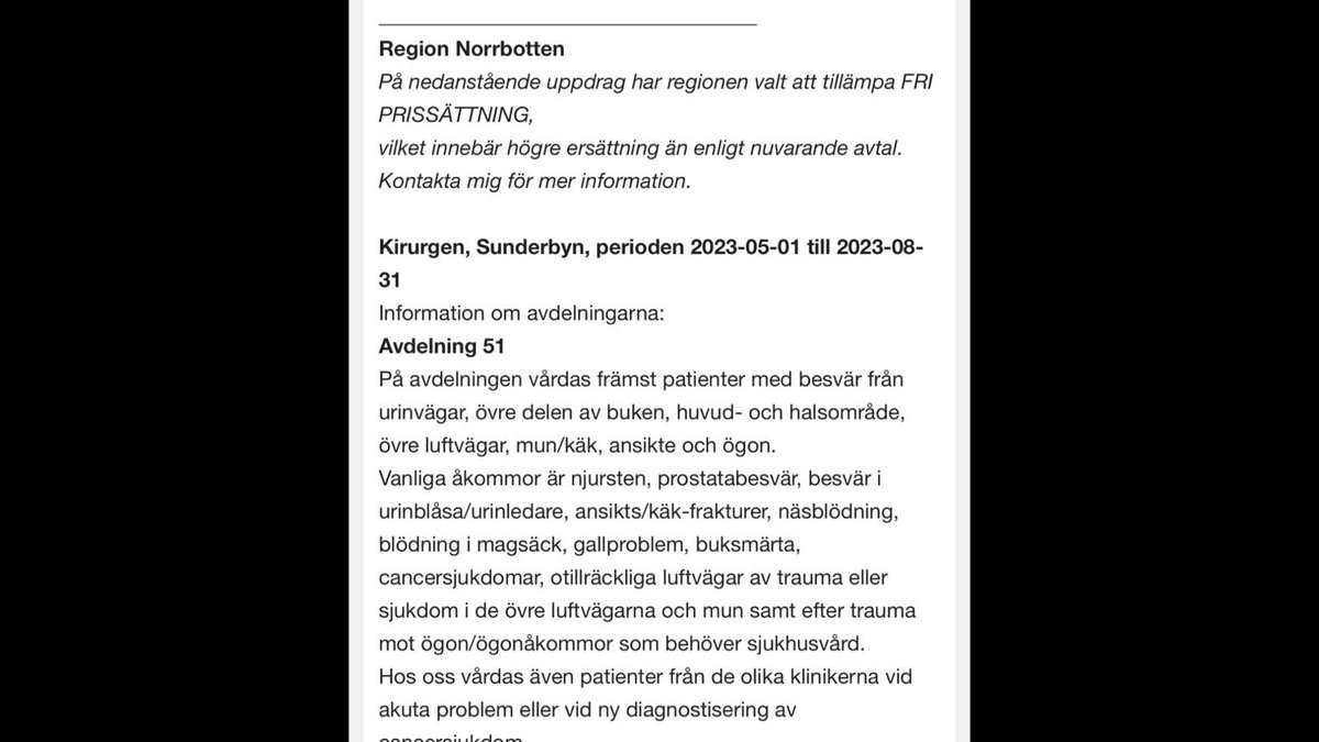 Suomalainen sairaanhoitajakollegani, entinen työkaverini viestitteli Ruotsista.

Luleåssa on aloitettu kesäsijaisten rekrytointi. Sairaanhoitaja voi itse asettaa omalle työlleen hinnan.

#palkat #hoitotyö