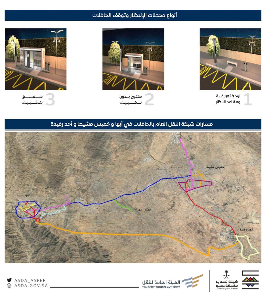 #هيئة_تطوير_عسير  وهيئة النقل تعلنان انطلاق مشروع النقل العام في ابها الكبرى بالحافلات مطلع العام الميلادي القادم.
