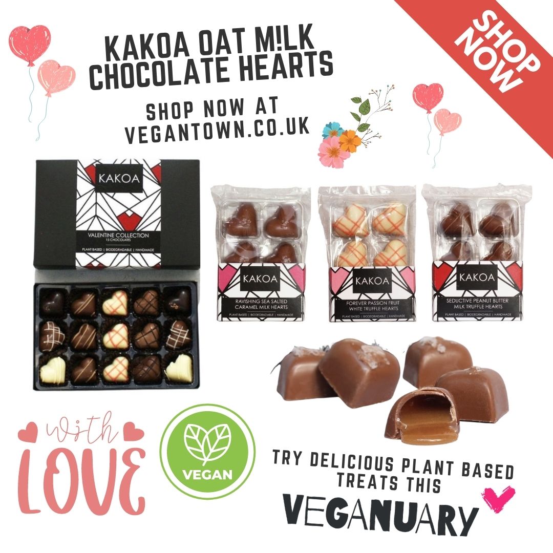 Head to vegantown.co.uk/collections/va… for these delectable oat m!lk chocolate hearts from Kakoa 💝 The perfect #vegan Valentine's Day gifts! #veganfood