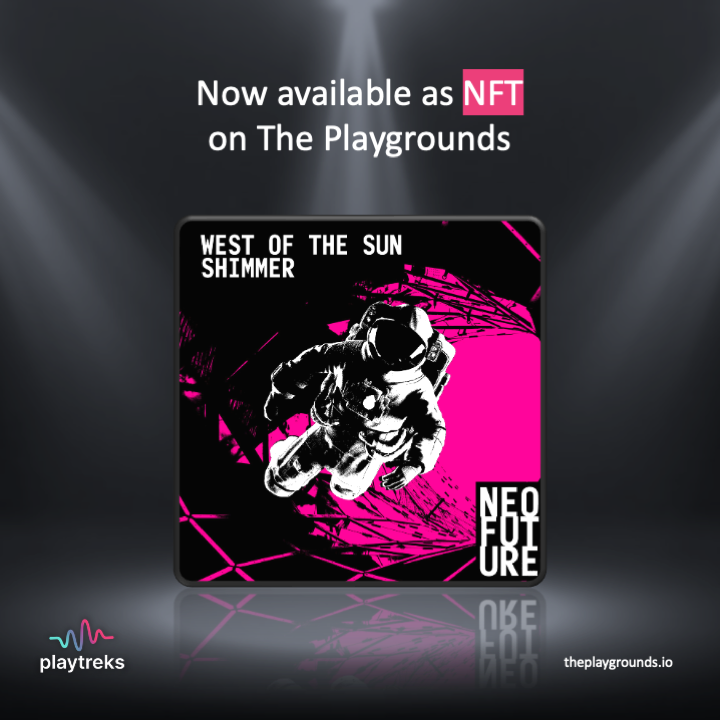 The_Playgrounds's tweet photo. @The_Playgrounds @PlayTreks 
West Of The Sun by Shimmer is now available to buy as a 100/100 limited edition music NFT on https://t.co/zookqMNc1Y

#NFT #musicartist #LimitedEdition #MusicNFT #AvailableNow #theplaygrounds #nftart https://t.co/jyQ0kzoQRo