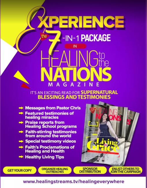cephzone2's tweet photo. GET THE 7-IN-1 HEALING TO THE NATIONS MAGAZINE PACKAGE

➡️Get your copy
➡️Organise healing outreaches 
➡️Sponsor distribution
➡️Enlist others to join the campaign 

Visit 👉https://t.co/whs4rkaZ4D to get started 

Share and like.

God bless you
#cephzone2
#healingeverywhere https://t.co/MDCtReQETq