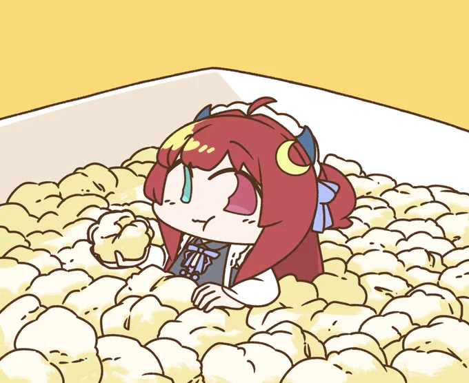 ポップコーンの中にロアちゃんロアちゃんポップコーン食べてる?遊園地とか映画館の特別なポップコーンバケットは美味しさ増し増しその場をより楽しめる1つでもあったりと良いよねロアちゃんのお気に入りバケットとかあったらいつか聞いてみたいねロアちゃんに美味しいポップコーンを #ロアート 