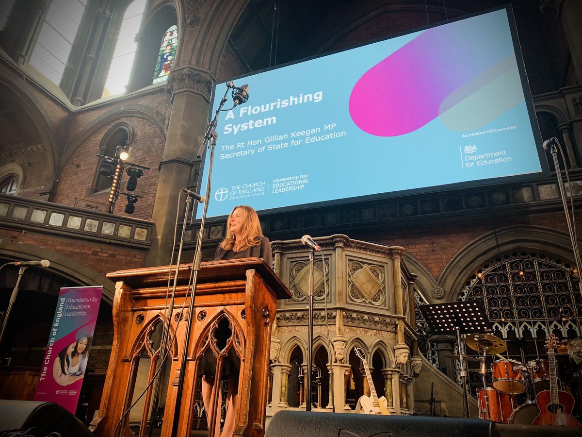 mrawolfe's tweet photo. Fabulous input from Secretary of State @GillianKeegan on developing a flourishing system and the crucial role of @CofE_Education as one the most important partners for the government in education 👍 #CEFELNC23 https://t.co/FEGhRE44kR