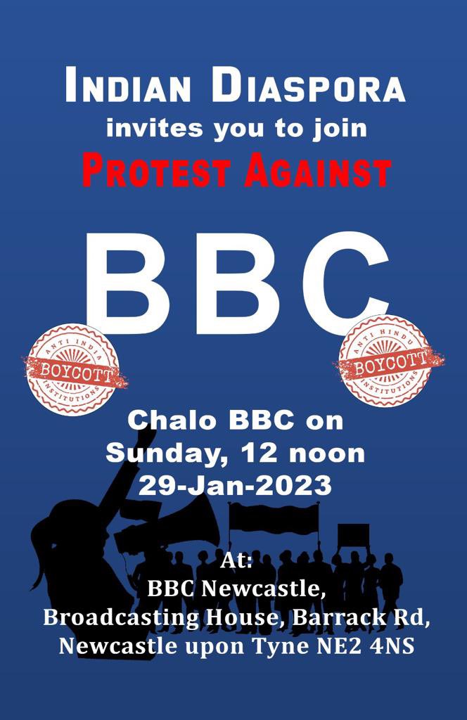 bbc_protest's tweet image. Nation wide protest against @BBCNews for their hate against India 🇮🇳 and PM @narendramodi 

#BoycottBBC
#BBCProtest 
#DefundBBC 

@HCI_London @MEAIndia @RamiRanger @VirendraSharma @AlokSharma_RDG @Ofcom @BBCNews @BBCWorld @vivekagnihotri @KapilMishra_IND @TajinderBagga