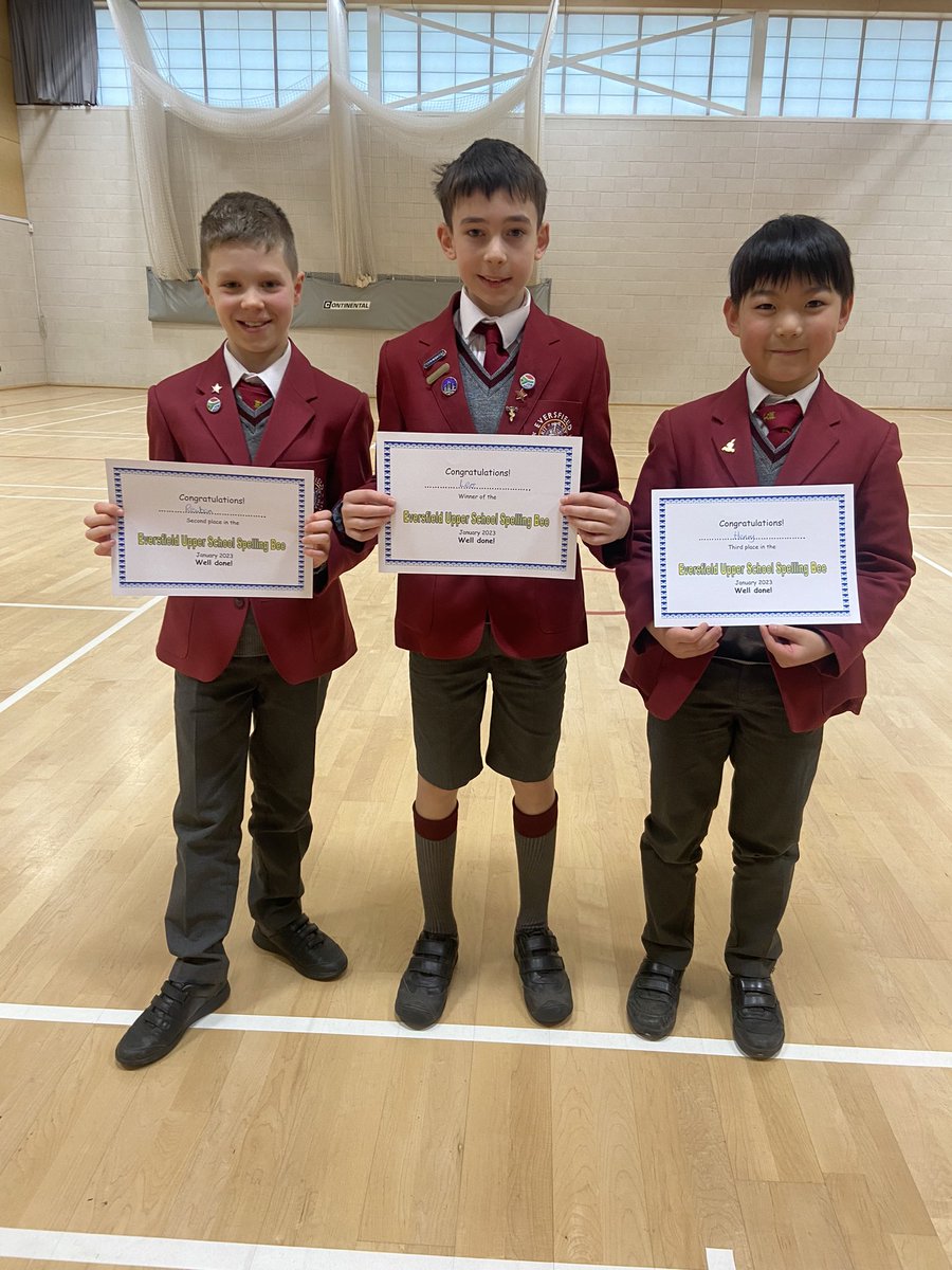 eversfield647's tweet image. Congratulations to our Upper School Spelling Bee winners - Henry (3rd), Reuben (2nd), Leo (1st) 🏆 #spellingbee #amazingspellers #housecompetition