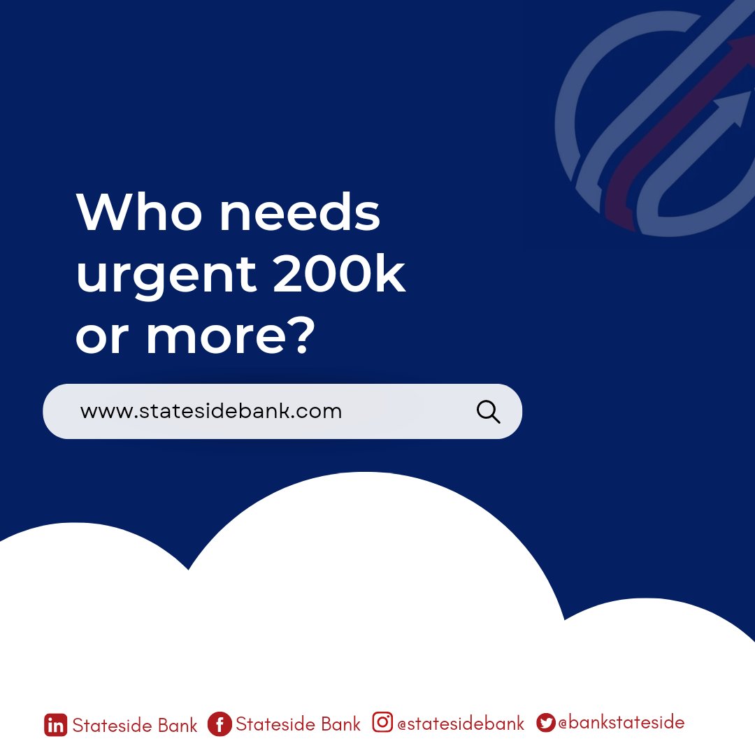 BankStateside's tweet image. Do you have plans that require extra funds to get rolling? A business that needs an overhaul? Some other project that needs urgent funds?

Then, you're looking at the right account. We have loans for every need you have, so send us a DM to get started.

#softloans #businessloans