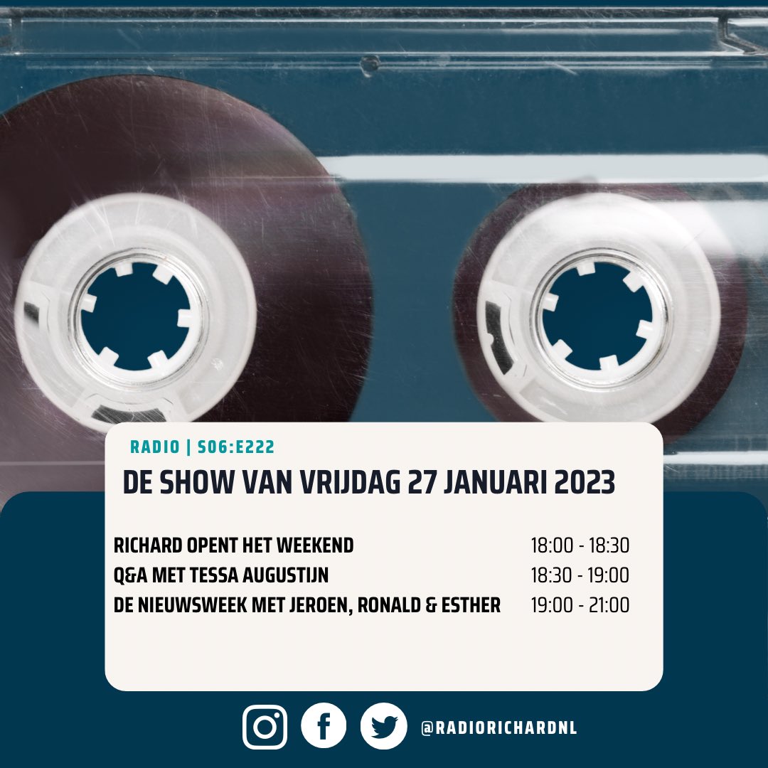 Vanavond zijn wij er weer met een gloednieuwe show! 🚀 We praten over de afgelopen nieuwsweek, de Q&amp;A is deze week met Tessa Augustijn van <a href="/Gem_DenHelder/">Gemeente Den Helder</a>!

 muziek is er van o.a Kris Berry, Katie Koss, Jamie Woon en Jungle by Night. 

#radio #talkshow #regionoordkop