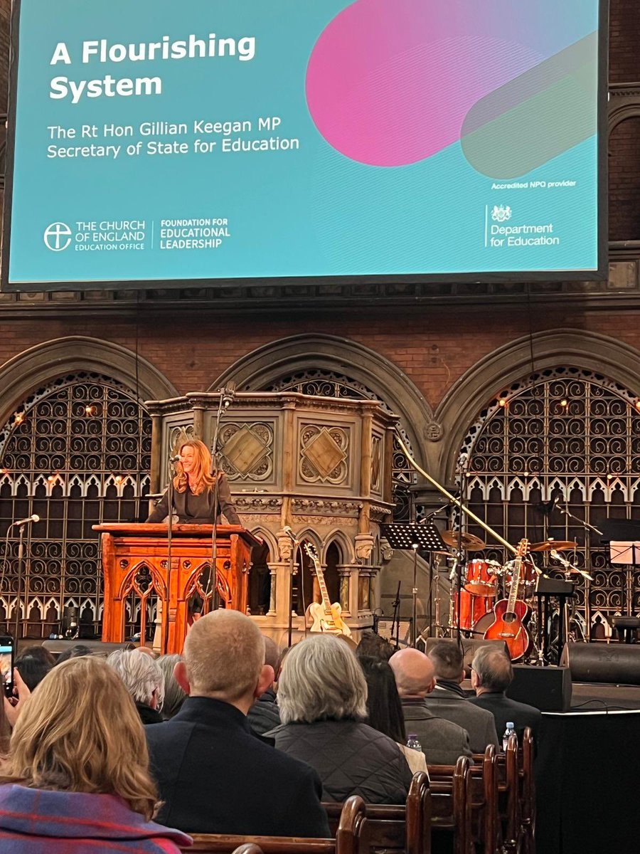 NSforEducation's tweet photo. “You should be proud of the work you do, on behalf of the children thank you” 

What an honour to have The Rt Hon Gillian Keegan MP Secretary of State of Education at our Flourishing Together National Conference!  @GillianKeegan #CEFELNC23 https://t.co/BiFTq983TC