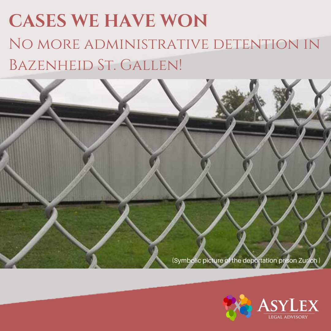 AsyLex_'s tweet photo. ☝Asylex showed the Swiss Federal Supreme Court that the conditions for administrative detention in the prison of Bazenheid St. Gallen were unlawful and as a result the facilities were closed!💪
Read all about it here: 
https://t.co/xYrGbIuaQ3

#humanrights #deportationdetention https://t.co/B06rLiXM1G