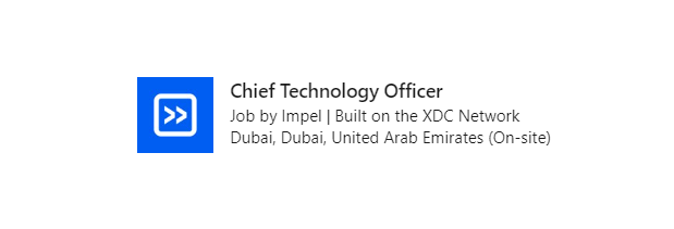 impel_official's tweet photo. We're #hiring a new Chief Technology Officer #CTO in Dubai, UAE. Apply today or share this post with your network. #Impel #Fintech #Blockchain #XDCNetwork #XDC #Payments #InstantSettlement #ISO20022 #ISO #Dubai #UAE
https://t.co/xCktq8WfoL https://t.co/CWcLlxKqm8