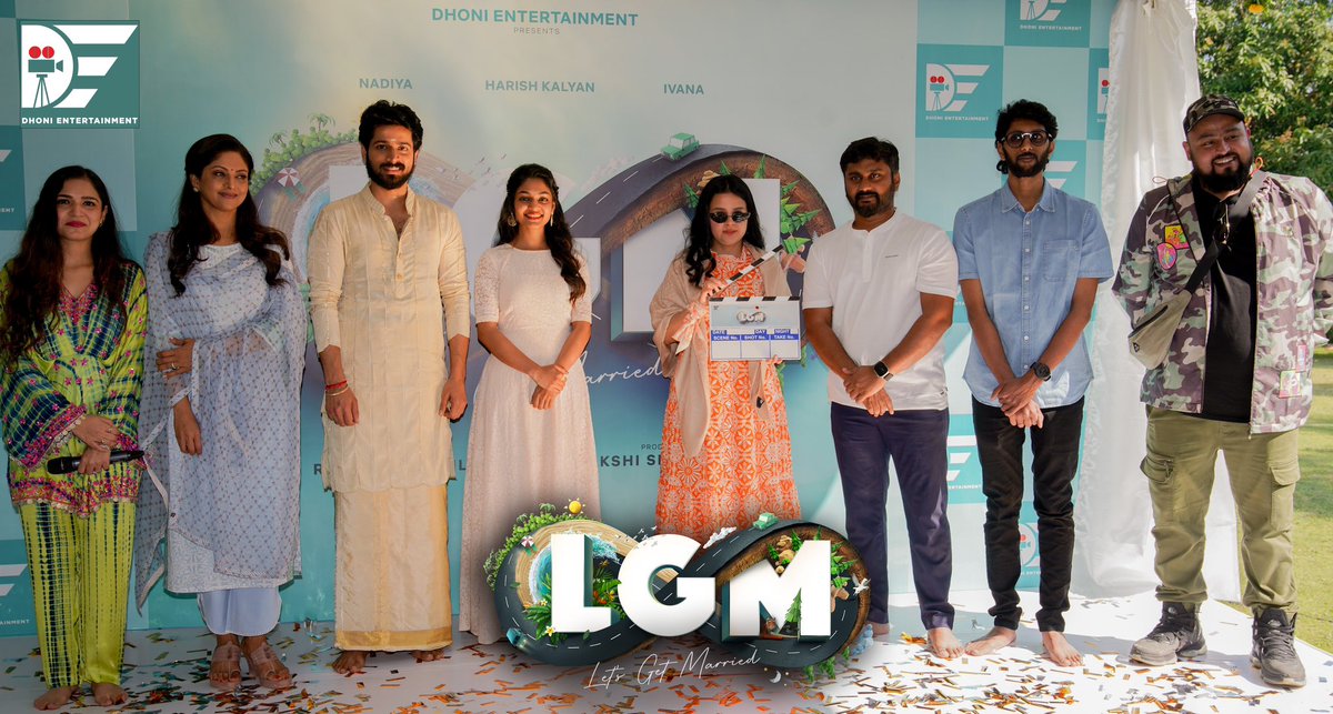 DhoniLtd's tweet photo. Pictures from the puja of Dhoni Entertainment’s first production in Tamil - #LGM which took place today morning.

@msdhoni @SaakshiSRawat @ActressNadiya @iamharishkalyan @i__ivana_ @Ramesharchi https://t.co/QtmkOUgHyw