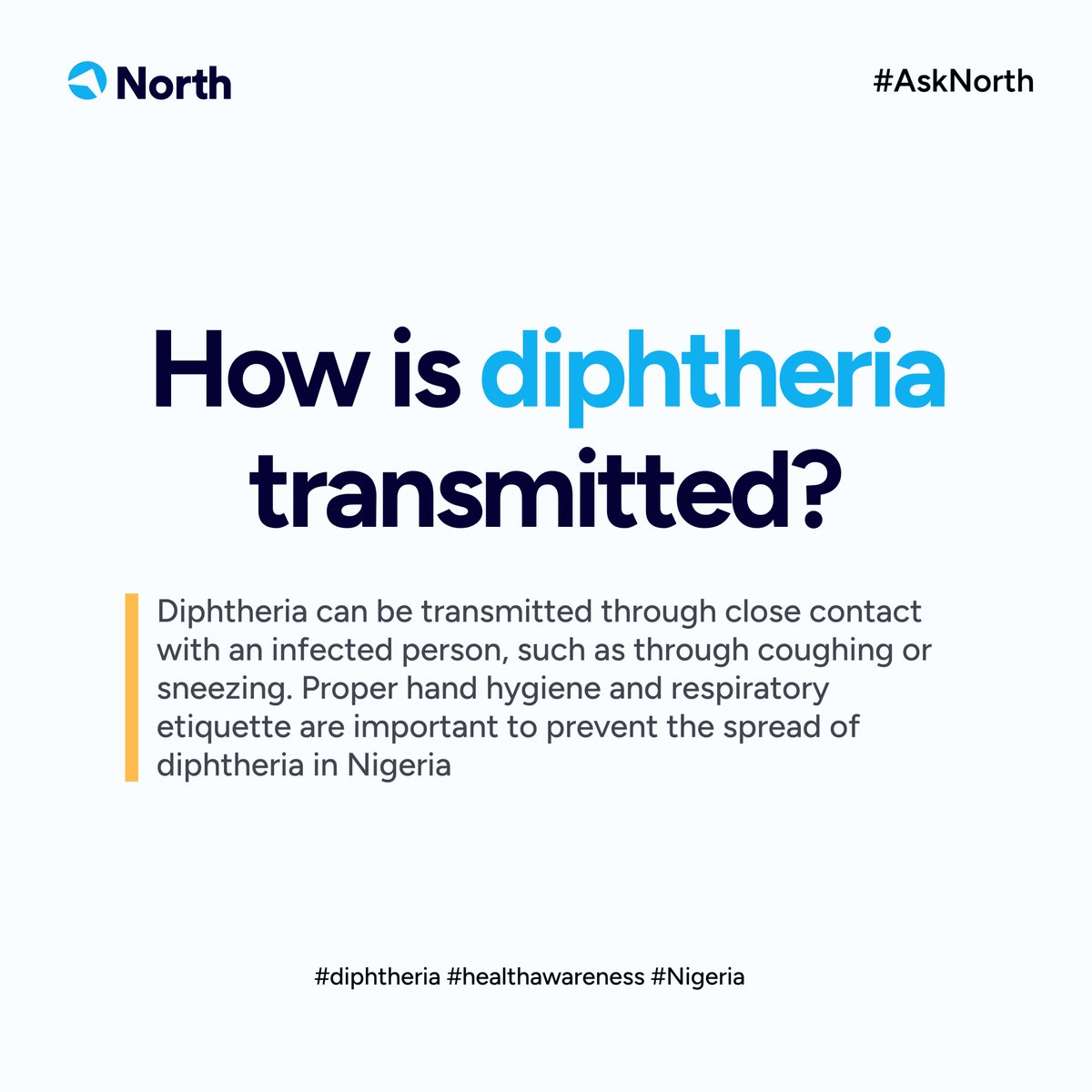 usenorthcare's tweet photo. The @NCDCgov  recently announced the outbreak of #diphtheria in Nigeria with confirmed cases in Lagos and Kano. Here's what you need to know about Diphtheria, how you can protect yourself and how to find help if needed. #AskNorth https://t.co/VdWJust8PE