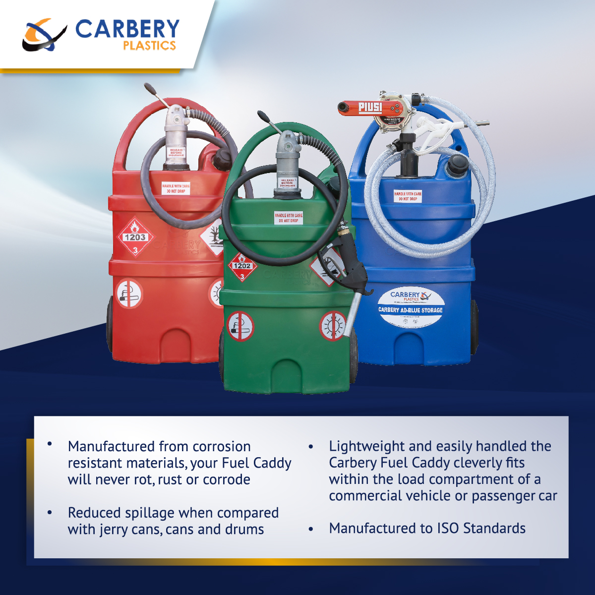 carberyplastics's tweet photo. Why choose a #CarberyPlastics 55Litre #FuelCaddy?
Here are just some of the benefits…
For more information visit https://t.co/tFNiguSFZe
#Refuelling #Tanks #Diesel #Petrol #AdBlue #RefuellingTanks https://t.co/fDbOCKei9Q