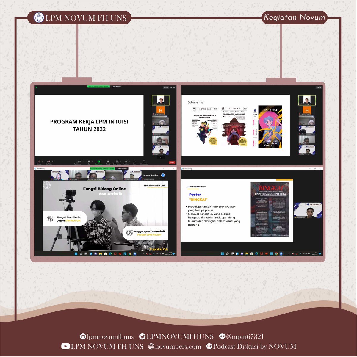 #FHUNS #HukumUNS #Hukum <a href="/LPMNOVUMFHUNS/">LPM NOVUM FH UNS</a>: '...pukul 15.00 WIB. Kegiatan ini diawali dengan sambutan Alfadilla Yoga Brata selaku Pemimpin Umum LPM NOVUM FH UNS dan Oka Sugawa selaku Pemimpin Umum LPM Intuisi ISI Surakarta.… , see more tweetedtimes.com/v/24342?s=tnp