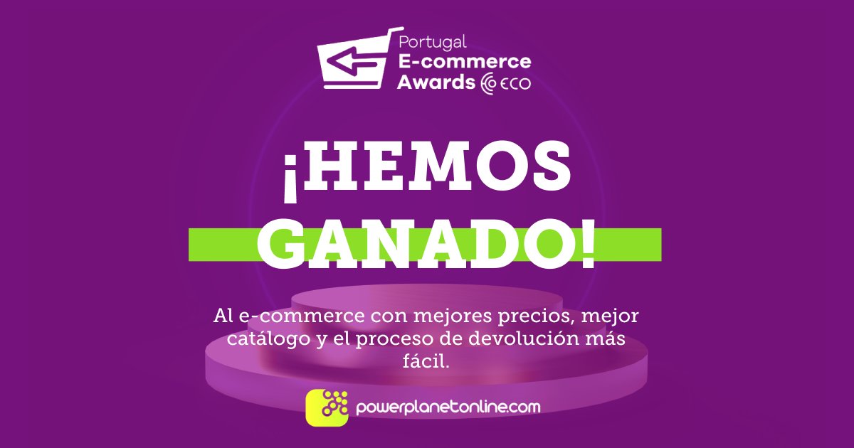 PowerPlanet_es's tweet photo. 🏆 ¡Hemos ganado! 🏆 ¡E-commerce con los mejores precios, mayor variedad de artículos y proceso de devolución más simple de Portugal!
Mil gracias equipo por hacer esto posible y también darles la enhorabuena a los demás participantes 🤩.
#ecommerceawards #powerplanet https://t.co/cp0YGcmPlj