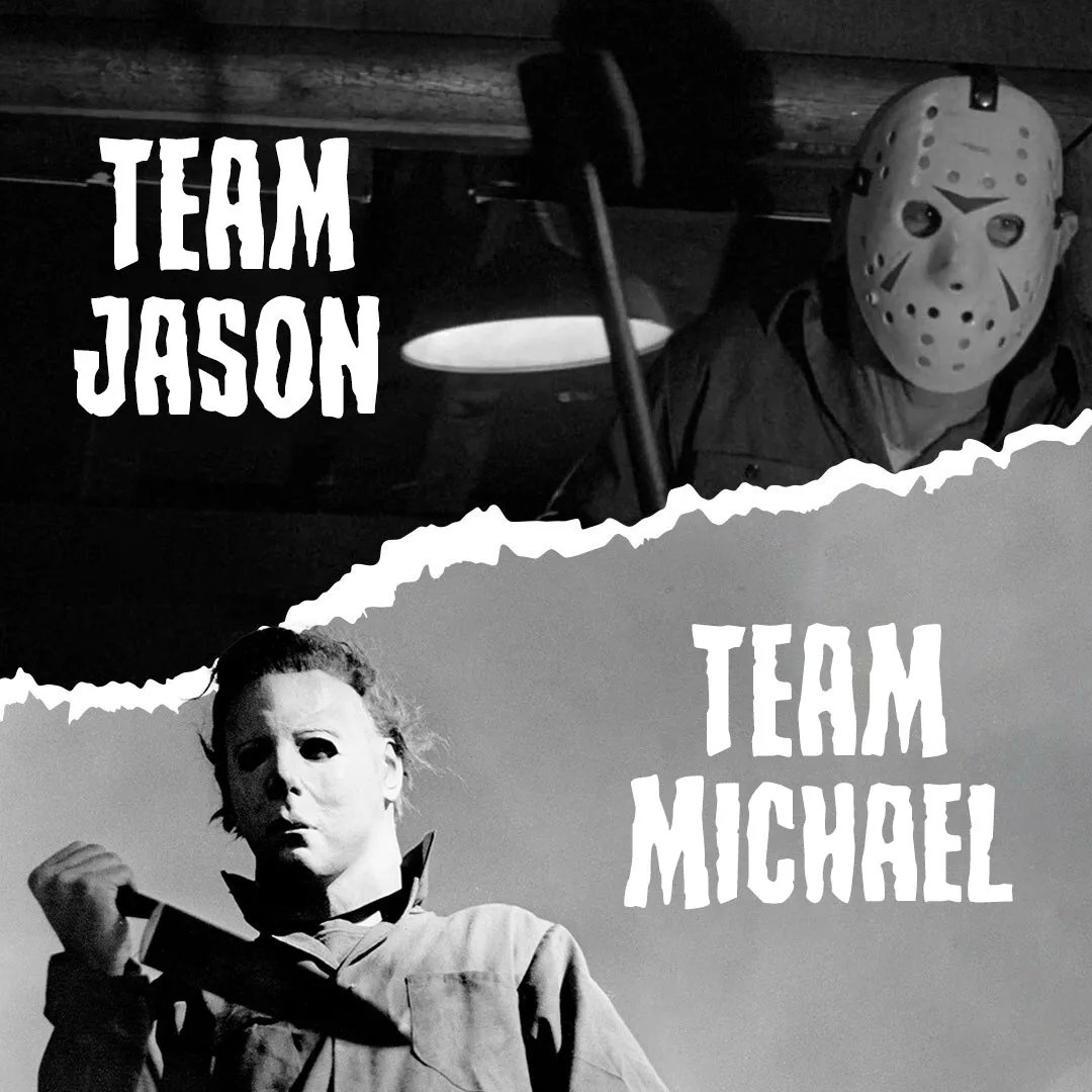 00factory's tweet image. In questo venerdì bello freddo, non potevamo resistere alla tentazione di scaldare gli animi mettendovi di fronte al bivio: team Jason 🪓 o team Michael 🔪? 
#MidnightFactory
