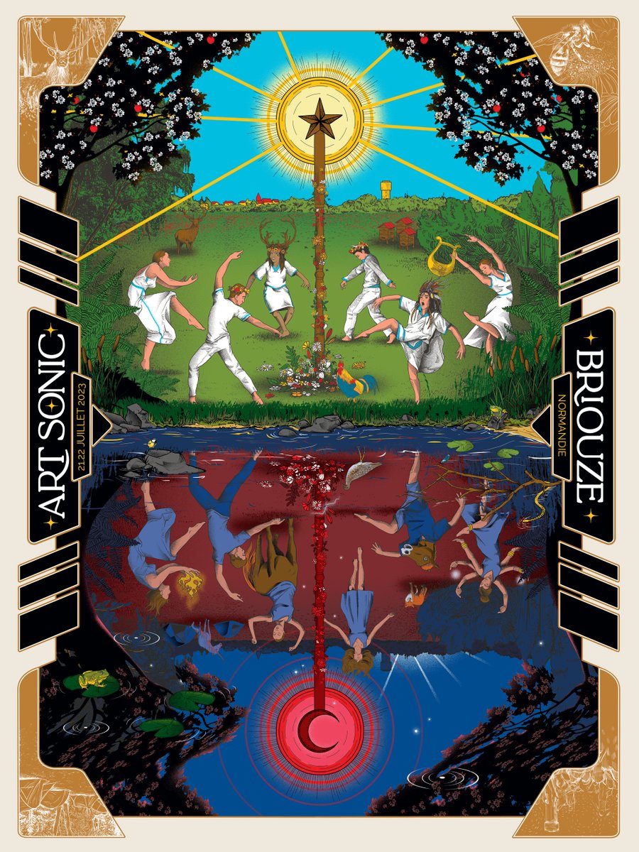 ArtSonicFest's tweet photo. ✨ LE VISUEL 2023 SE DÉVOILE ✨ 
🌾Après le visuel apocalyptique des 25 ans, place à la légèreté, à la fête et à la magie de l’instant. Art Sonic propose cette année un concept original, une affiche réversible à découvrir dans ses versions jour &amp; nuit. 
🖍️ by @Tizieu https://t.co/FP27vGWi9u