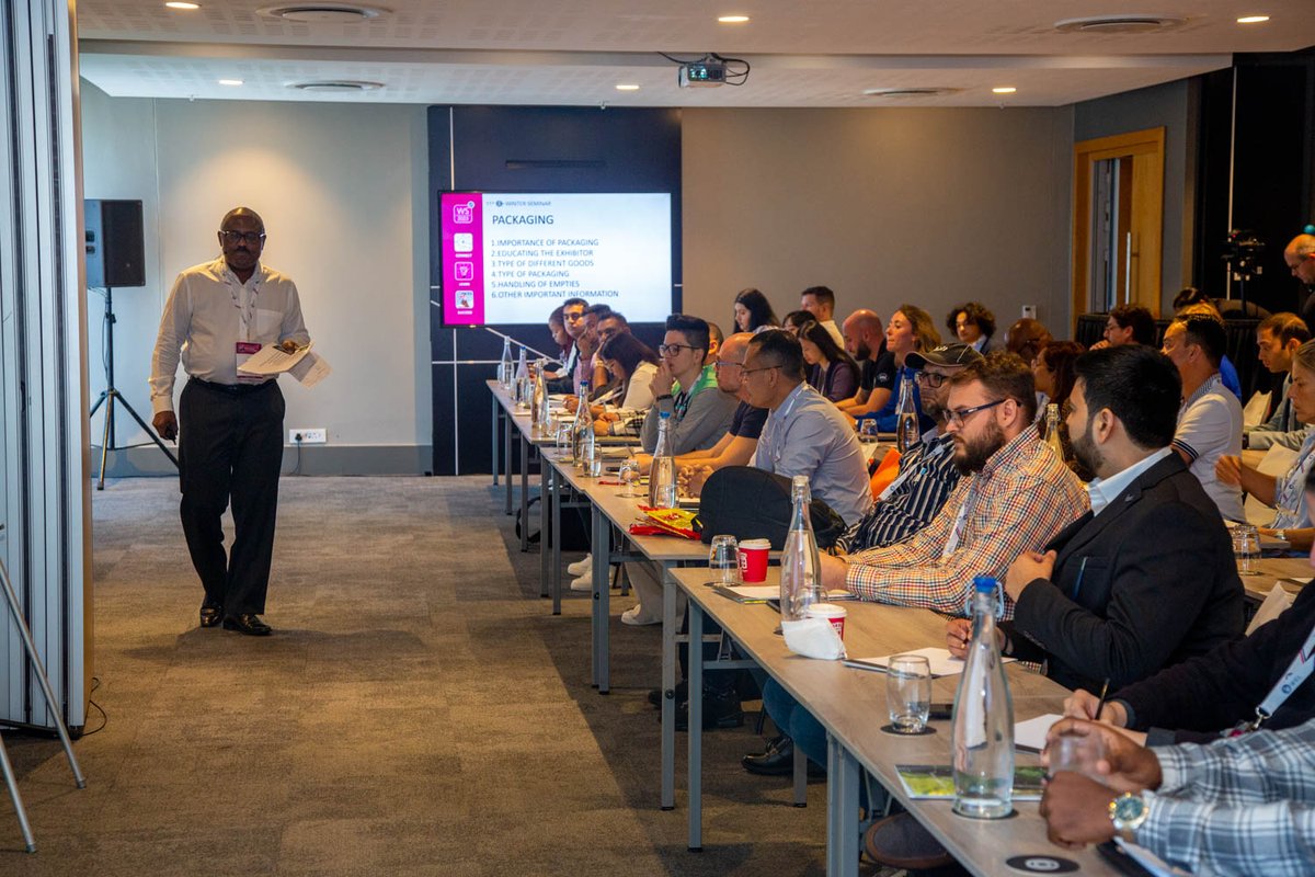 IELAWORLD's tweet image. At #IELAWS23, IELA Board Member Lucien Lawson with Clamageran Expositions France talked about #packaging highlighting the importance of the appropriate packaging for each type of good for a successful delivery at #exhibitions &amp;amp; the return of the goods
#exhibitionlogistics