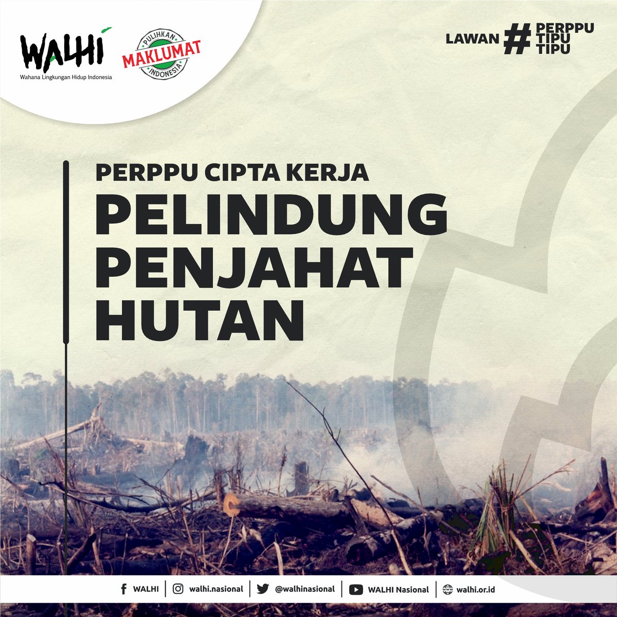 walhinasional's tweet photo. ⚠️konten tidak ramah untuk kesehatan mental⚠️

PERPPU Cipta Kerja: Pelindung Para Penjahat Hutan 

#pulihkanindonesia
#PengkhianatanKonstitusi
#PerppuTipuTipu https://t.co/SH80hCtYDt
